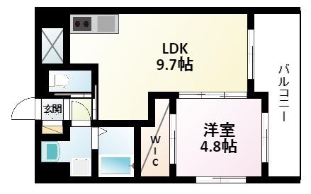 ノルデンハイム江坂アネックス(1LDK/3階)の間取り写真