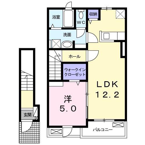 コーポハピネス元八事(1LDK/2階)の間取り写真