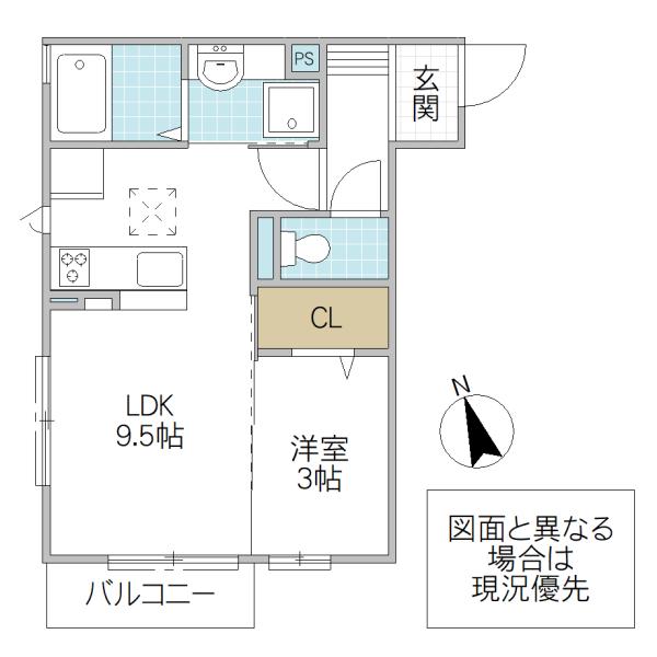 リ・シエル(1LDK/1階)の間取り写真