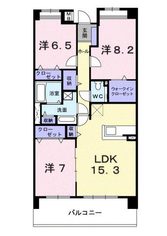 シャトーエクセラン(3LDK/2階)の間取り写真