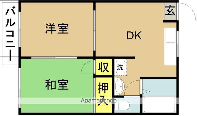 はまゆうハイツA(2DK/1階)の間取り写真