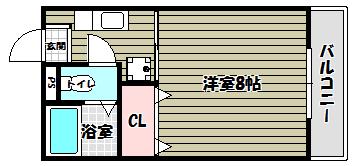 帝塚山パークハイツ(1K/2階)の間取り写真