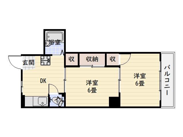 藤崎ビル(2DK/3階)の間取り写真