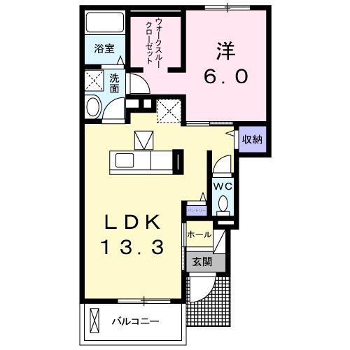 ＪＲ予讃線 宇多津駅 徒歩9分 2階建 築12年(1LDK/1階)の間取り写真