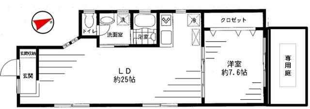 東急東横線 学芸大学駅 徒歩8分 3階建 築18年(1LDK/1階)の間取り写真
