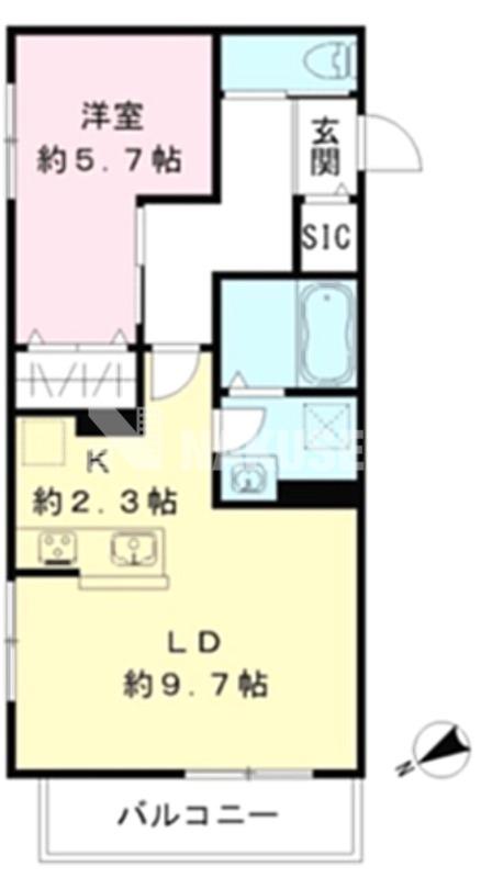 ルリエ目黒中央町(1LDK/2階)の間取り写真