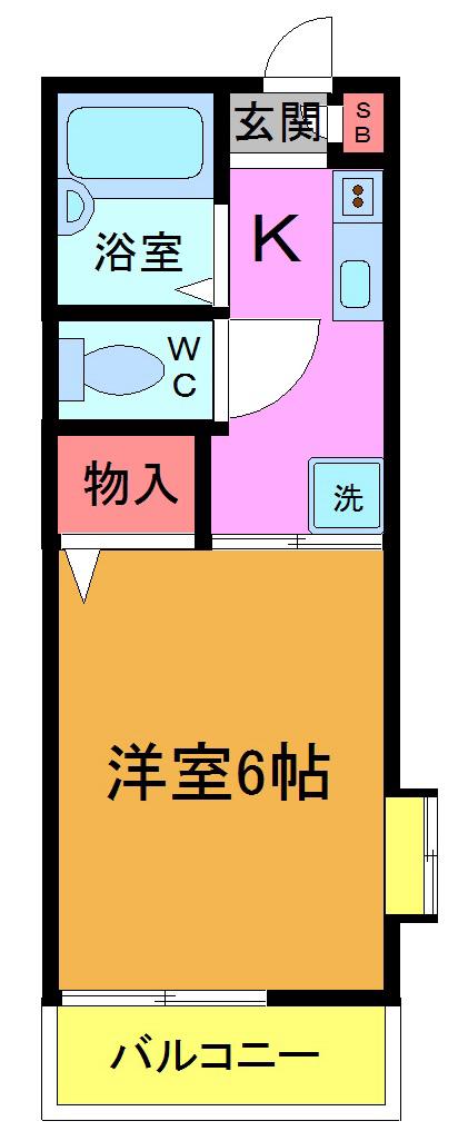 フロントシュラ(1K/2階)の間取り写真