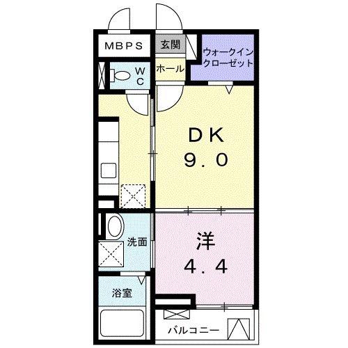 ヴェルジェ天王町(1DK/1階)の間取り写真