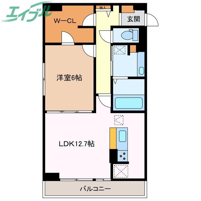 DーCHAMBRE北浜町 A(1LDK/1階)の間取り写真