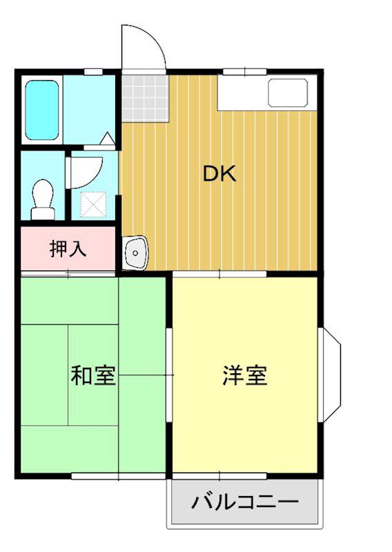 ゴールドハイツI(2DK/2階)の間取り写真