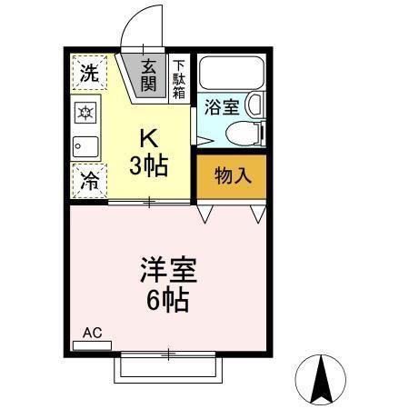 パークサイドハウスA(1K/1階)の間取り写真