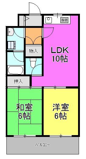 ロードサイドヒルズ(2LDK/4階)の間取り写真