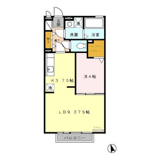 SKモナリエ(1LDK/2階)の間取り写真