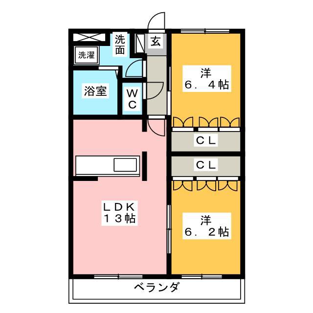 フォレストハイム(2LDK/2階)の間取り写真