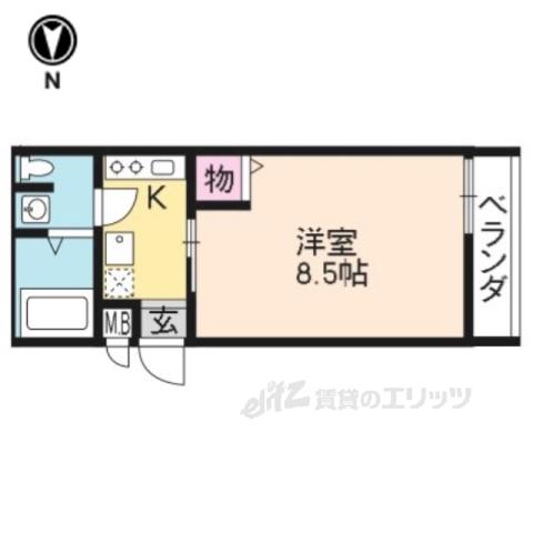 エムズ三条油小路(1K/3階)の間取り写真