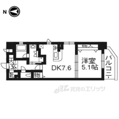 TAMS COMFORT(1DK/4階)の間取り写真