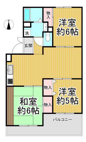 サニーハイツ高台 B棟(3LDK/3階)の間取り写真