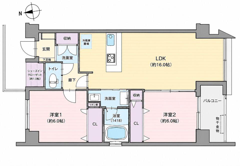 KO OLINA GONGEN(2LDK/2階)の間取り写真