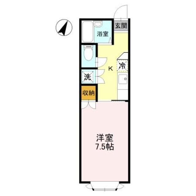 クリスタル大学南(1K/1階)の間取り写真