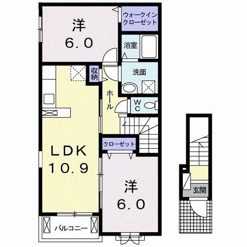 ラ・ラフレシールII(2LDK/2階)の間取り写真