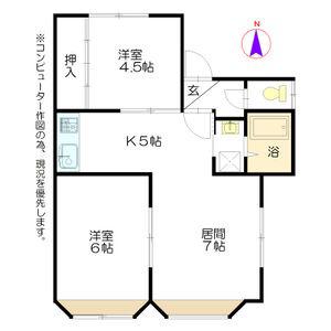 コーポ多田(2LDK/3階)の間取り写真