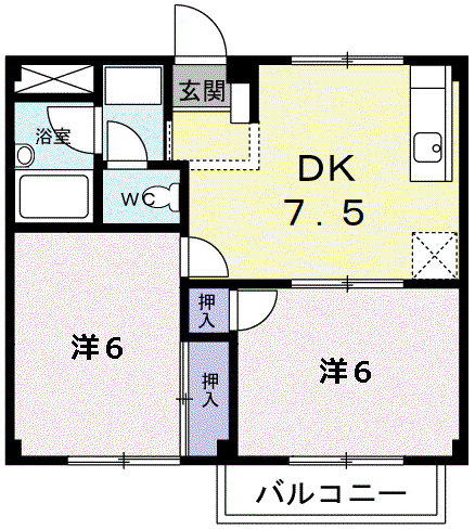 第2コーポかとう(2DK/2階)の間取り写真