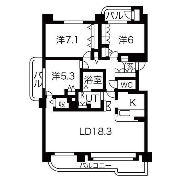 ロジェ北11条 307(3LDK/3階)の間取り写真