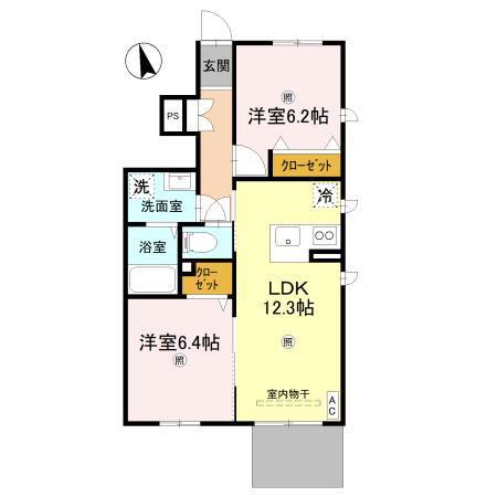 セントリビエ元町(2LDK/1階)の間取り写真