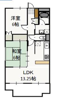 アヴェニューK&K(2LDK/3階)の間取り写真