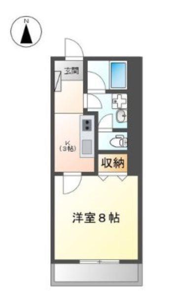 ビューメゾンモモセ(1K/2階)の間取り写真