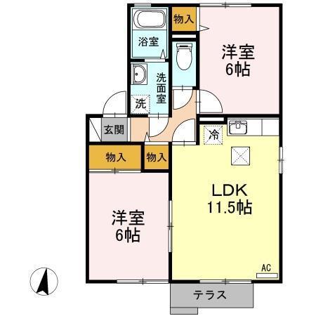 フローラルアベニュー(2LDK/1階)の間取り写真