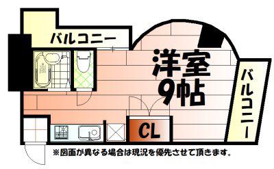 K-2西小倉ビル(ワンルーム/9階)の間取り写真