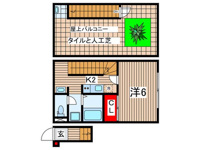 THE TERRACE TENDAI(1K/2階)の間取り写真