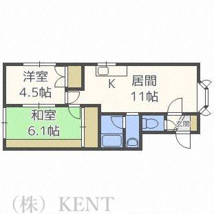 メゾンド八軒(2LDK/1階)の間取り写真