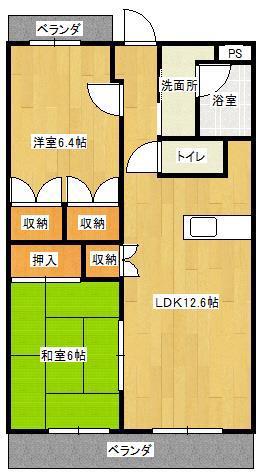 アイフェニックスマスダ(2LDK/2階)の間取り写真