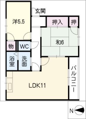 タウンパークサイド(2LDK/1階)の間取り写真