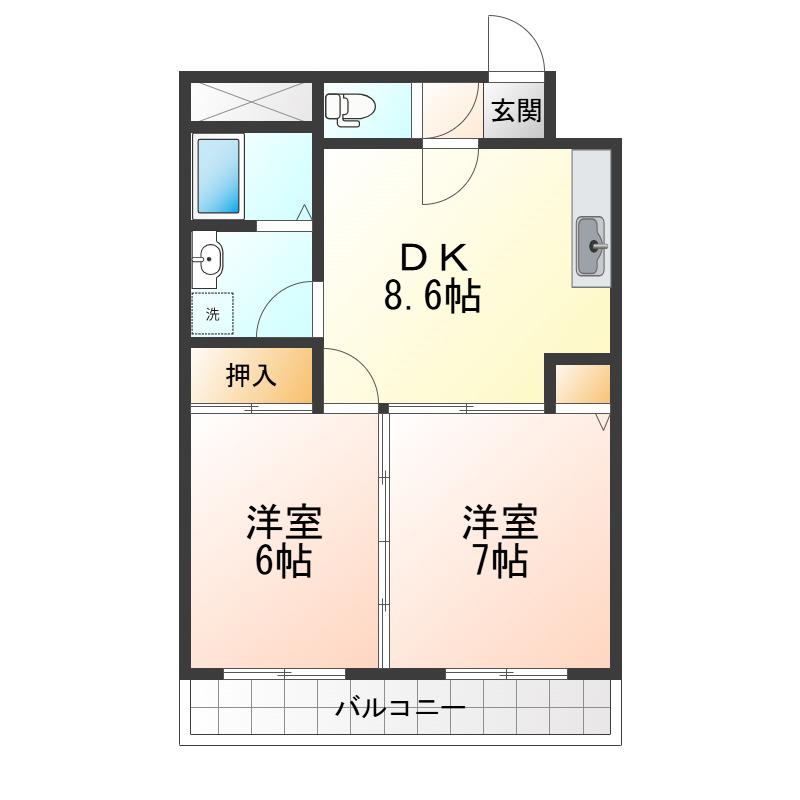 ハイデンスニーズ(2DK/3階)の間取り写真