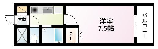 ハートランドウエスト(1K/7階)の間取り写真