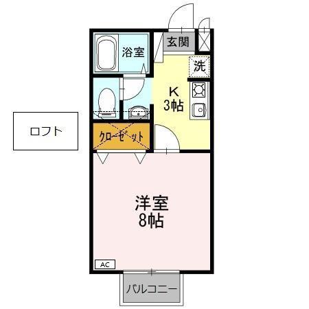 ハイム西五城(1K/1階)の間取り写真
