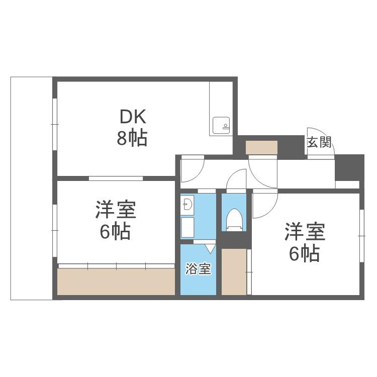 北17条ビル(2DK/6階)の間取り写真