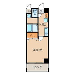 ガーディアンズパレス小倉(1K/2階)の間取り写真