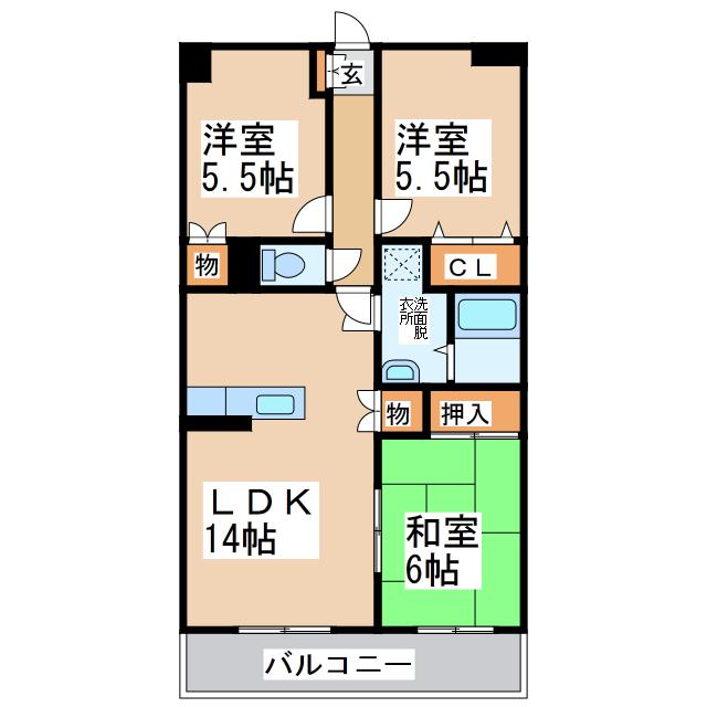 グランドリード(3LDK/3階)の間取り写真