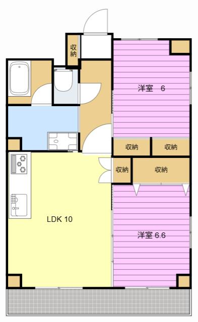 サルナート藤枝(2LDK/4階)の間取り写真