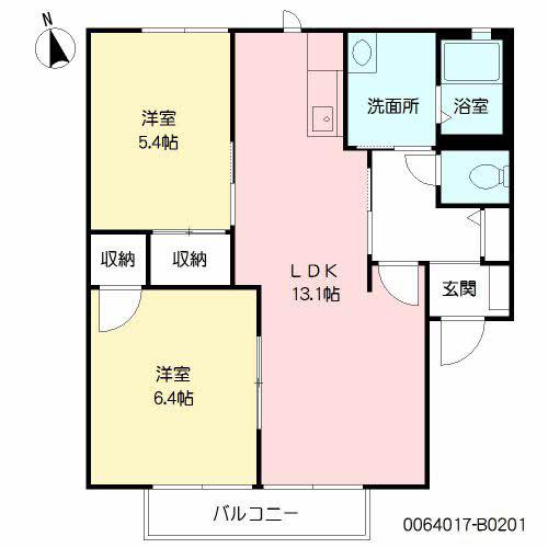 パークサイド田島 II棟(2LDK/2階)の間取り写真