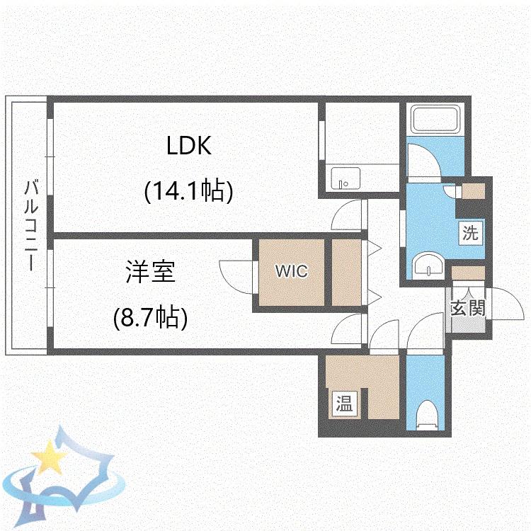 ビッグパレス南5条(1LDK/7階)の間取り写真