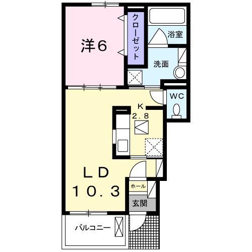 ベレ・エグゼ(1LDK/1階)の間取り写真