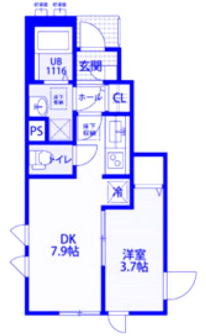 アムール CLEF 3(1DK/1階)の間取り写真