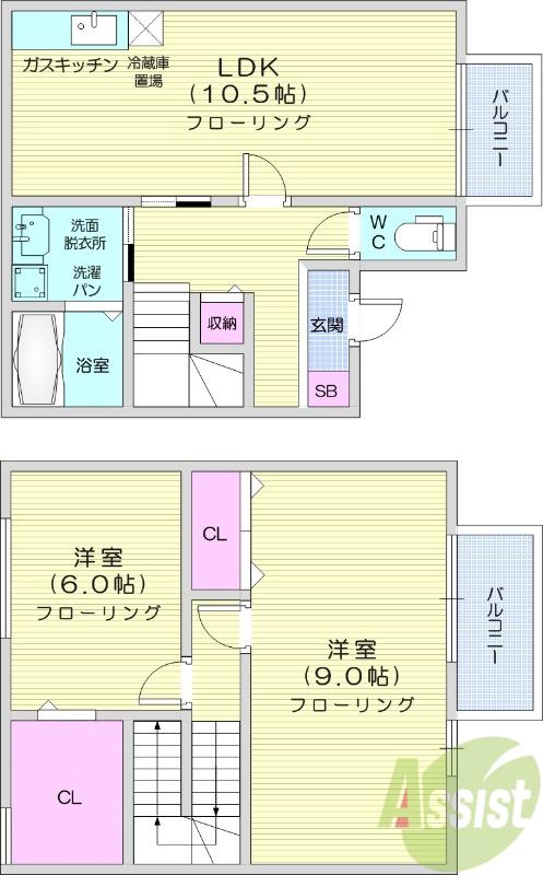 セジュールひかりA棟(2LDK/1階)の間取り写真