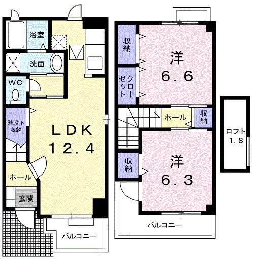 ソレアードパルケII(2LDK/1階)の間取り写真