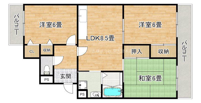 ベルハイツ(3LDK/1階)の間取り写真